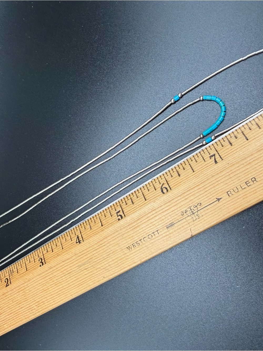 Liquid Silver Necklace with Turquoise Bead Accents- 18”, 15” - 5.1g